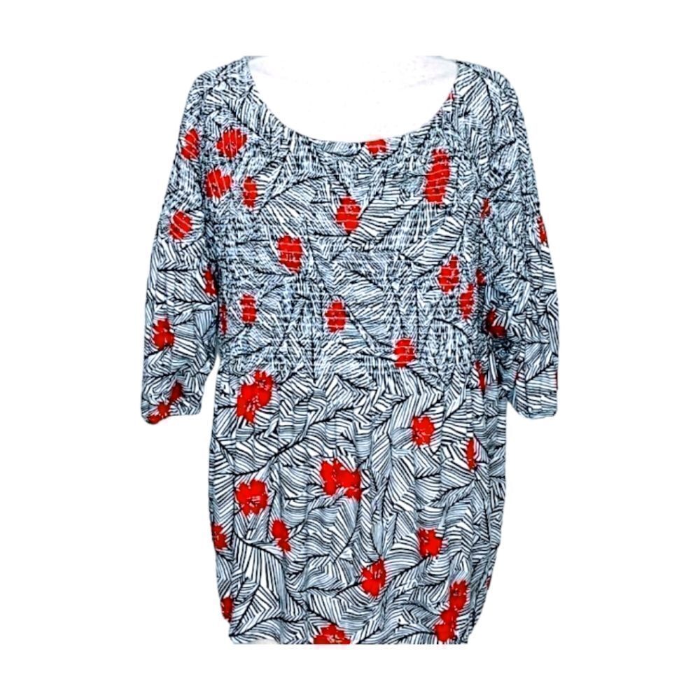 J.JILL Plus Size Women's Boo-Hoo Floral Print 3/4 Sleeve Top New! - Picture 2 of 14